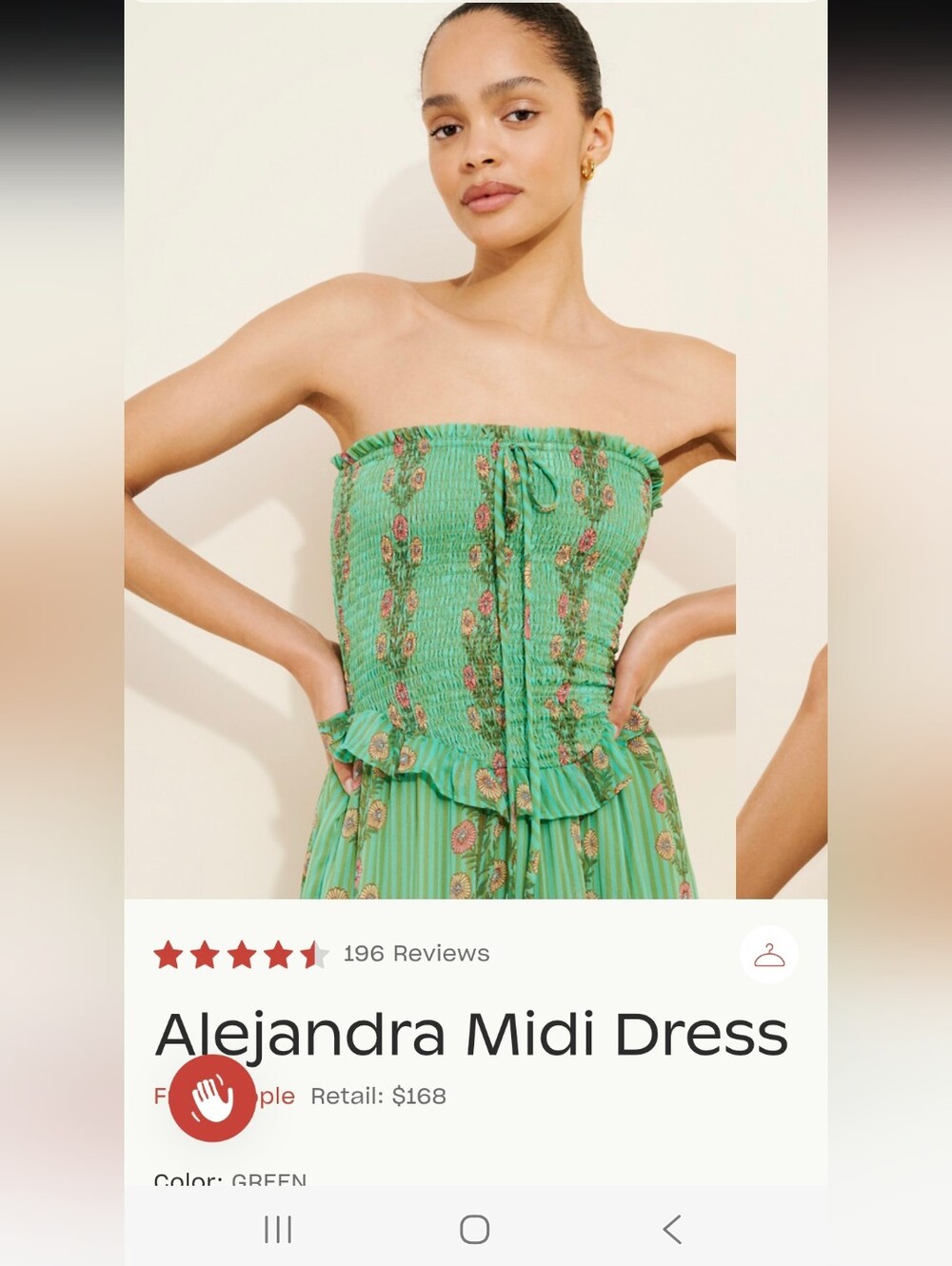 Free People Green Floral Strapless Midi Dress